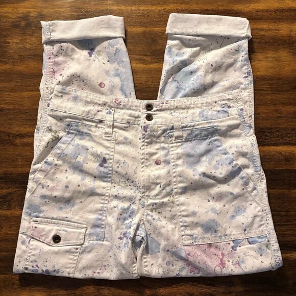 Anthropologie Women’s 27 Pants Wanderer Watercolor Cargo Utility Relaxed - Picture 4 of 16